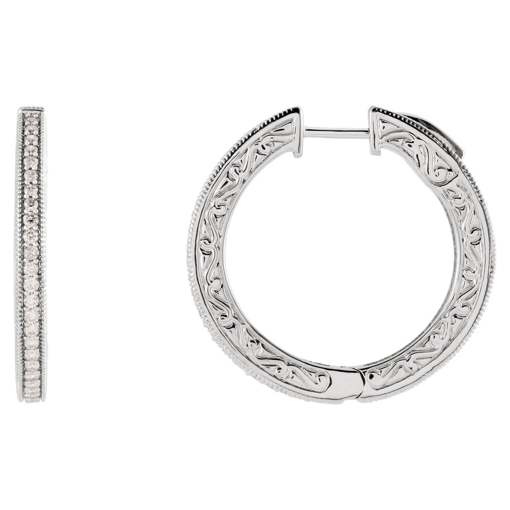 Diamond Sculptural Hoop Earrings with Va