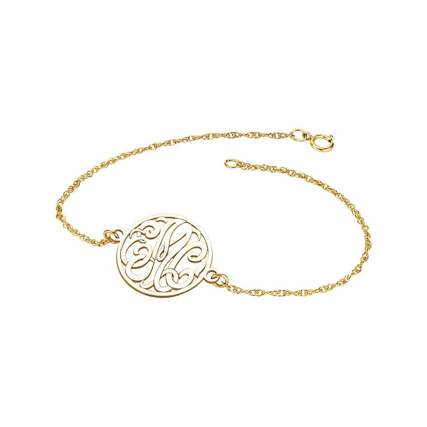 Three Letter Script Monogram Bracelet