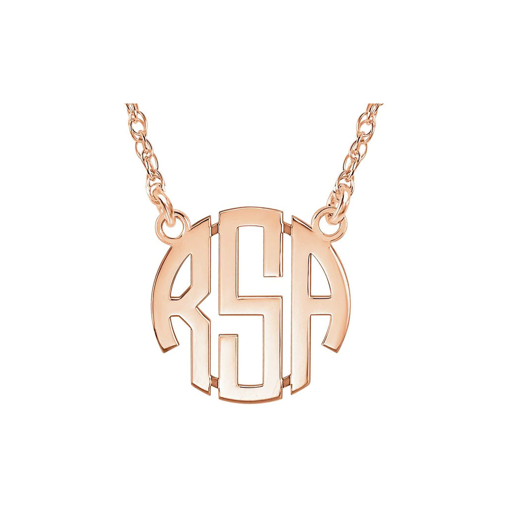 Three Letter Block Uppercase Monogram Necklace