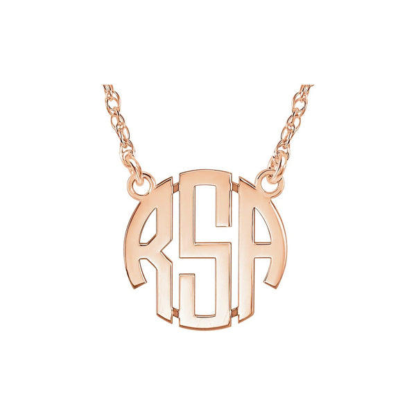 Three Letter Block Uppercase Monogram Necklace