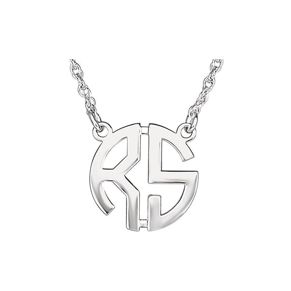 Two Letter Block Uppercase Monogram Necklace