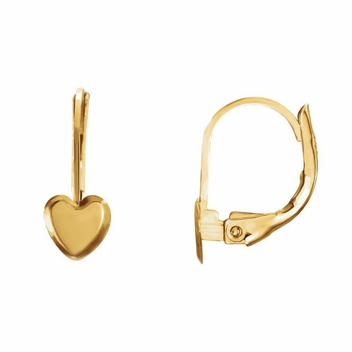 Yellow Heart Drop Lever Back Earrings