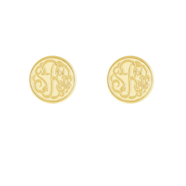 Three Letter Solid Script Monogram Earrings