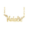 Script Nameplate With Diamond Hearts Necklace