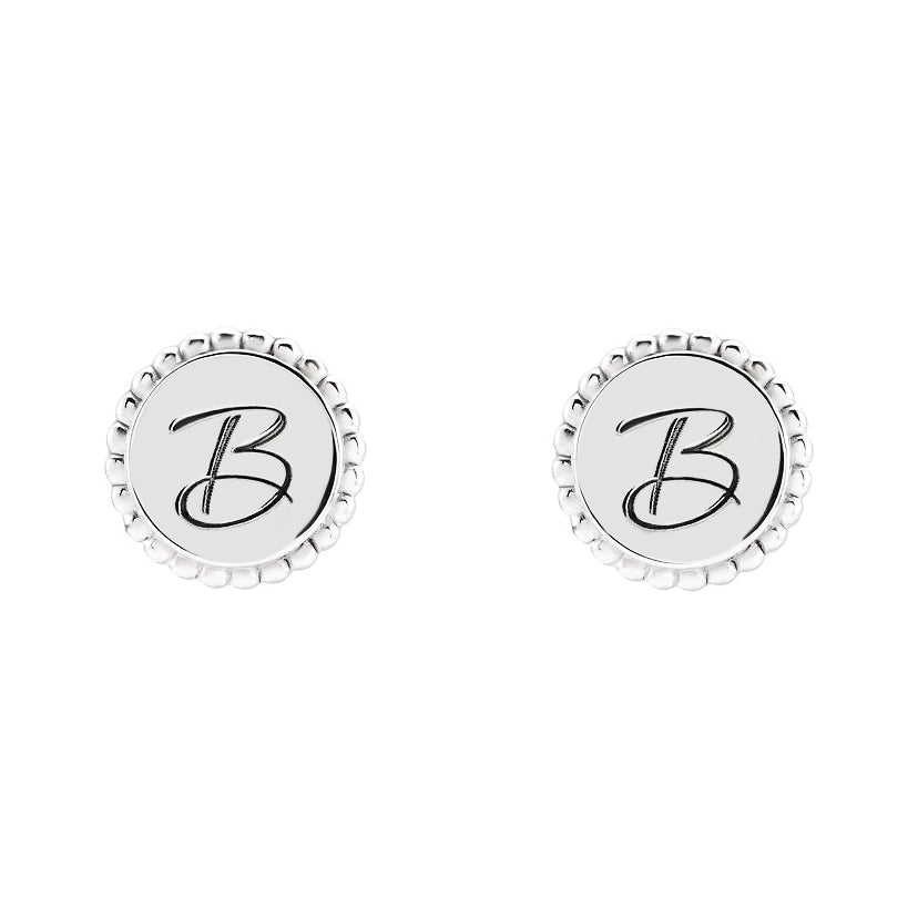 Engravable Beaded Initial Earrings