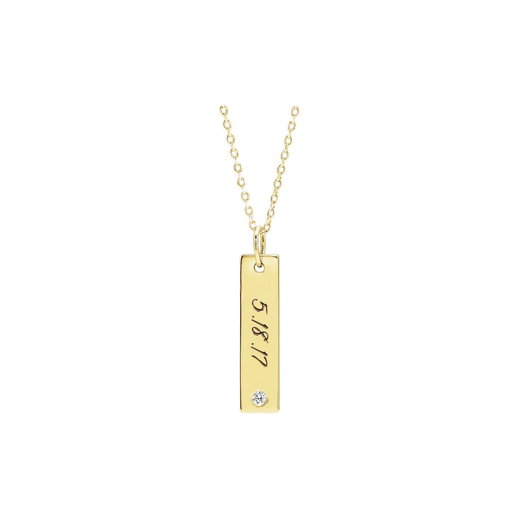 Engravable Vertical Bar Diamond Necklace