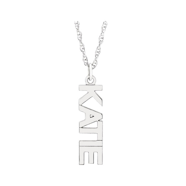 Vertical Block Nameplate Necklace