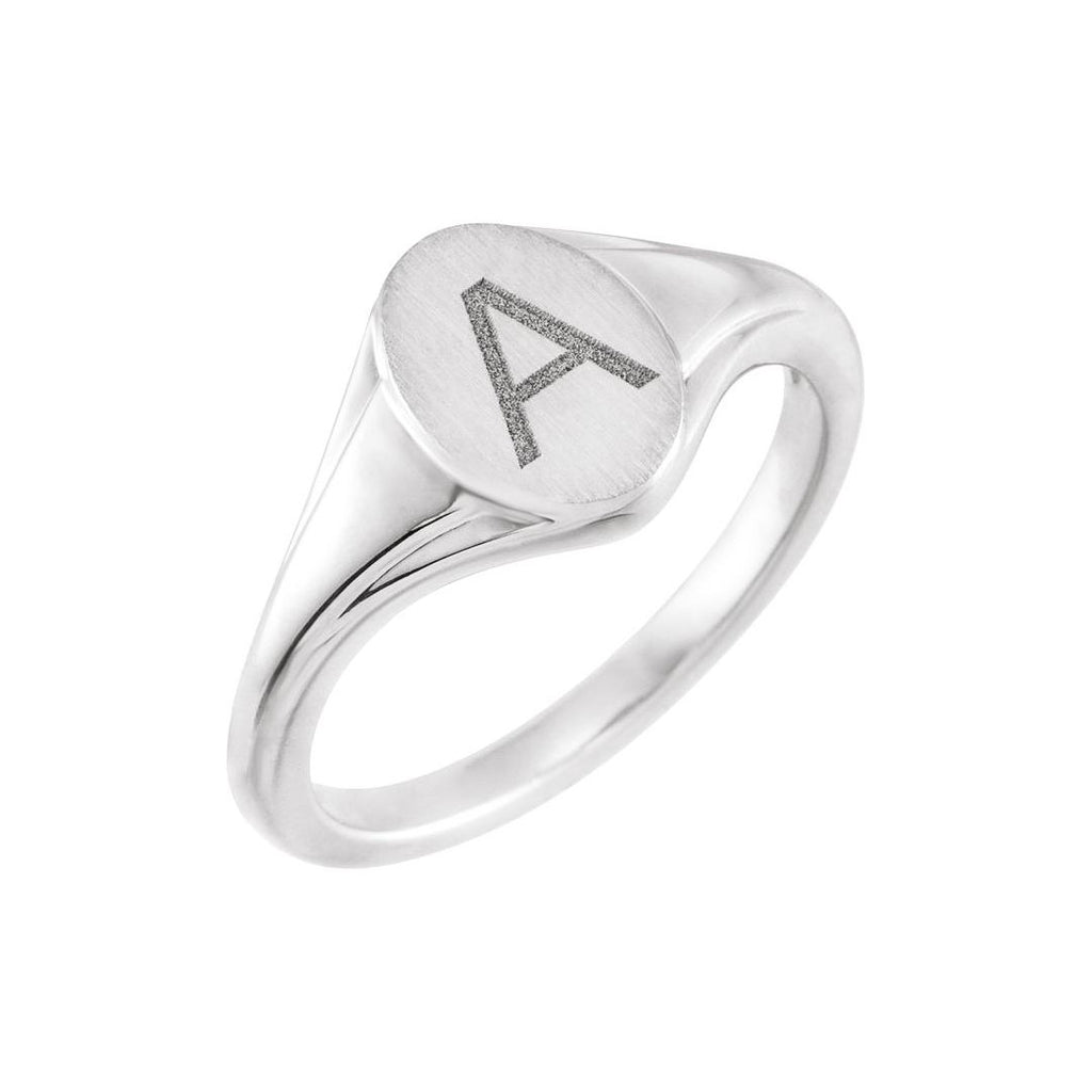 Initial Oval Fluted Signet Ring