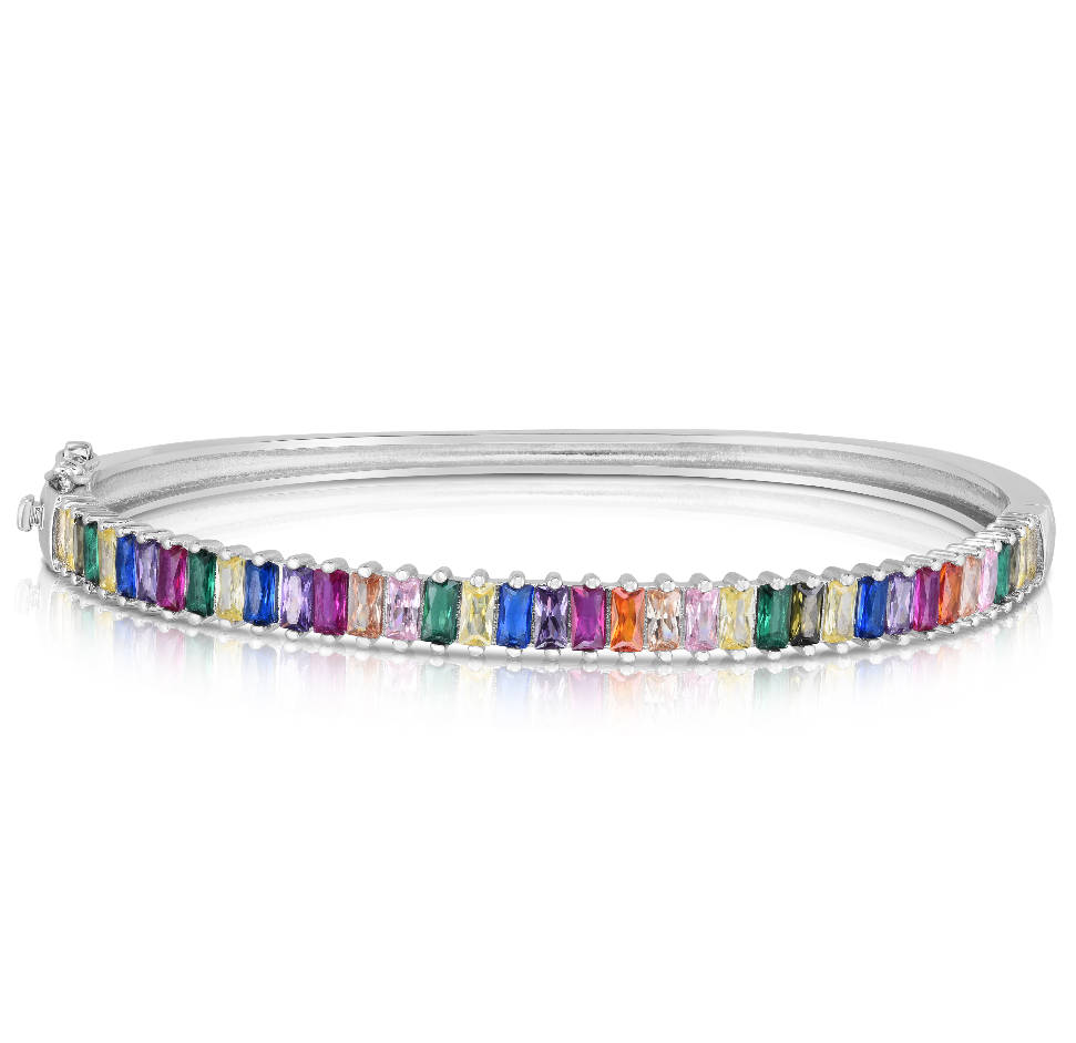 Rainbow Stone Sterling Silver Bracelet