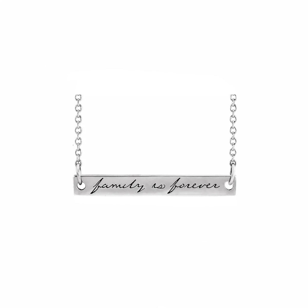 Family is Forever Engraved Bar Necklace