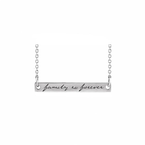 Family is Forever Engraved Bar Necklace