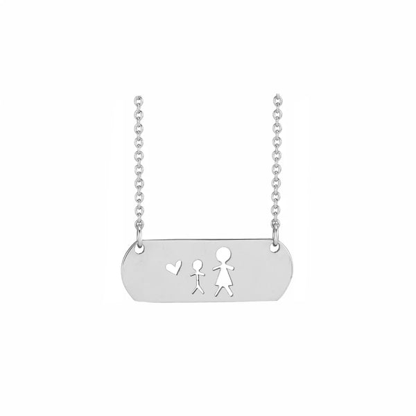 Mother & Child Stick Figure Bar Family Necklace