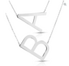 Large Diagonal Initial Sterling Silver Necklace