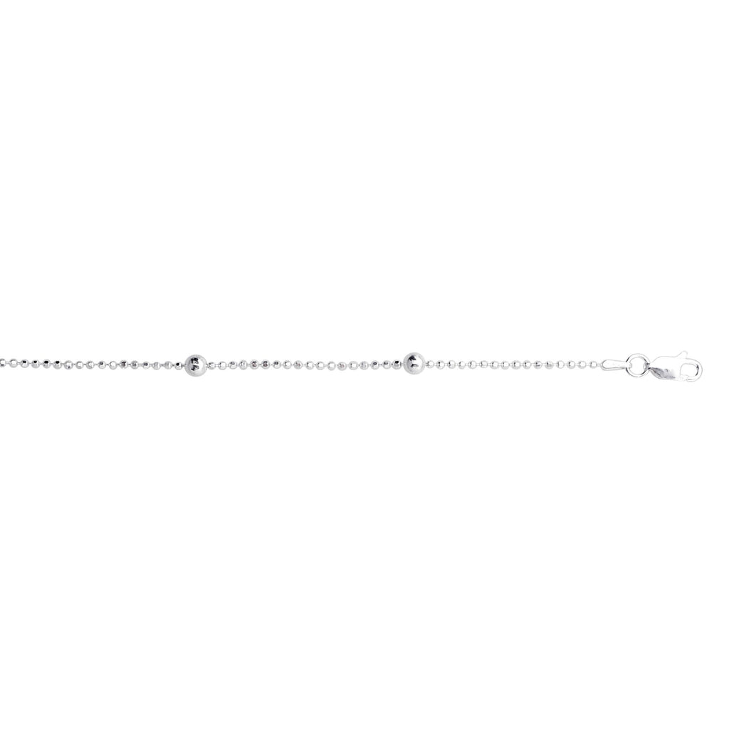 Sterling Silver Bead Station Anklet