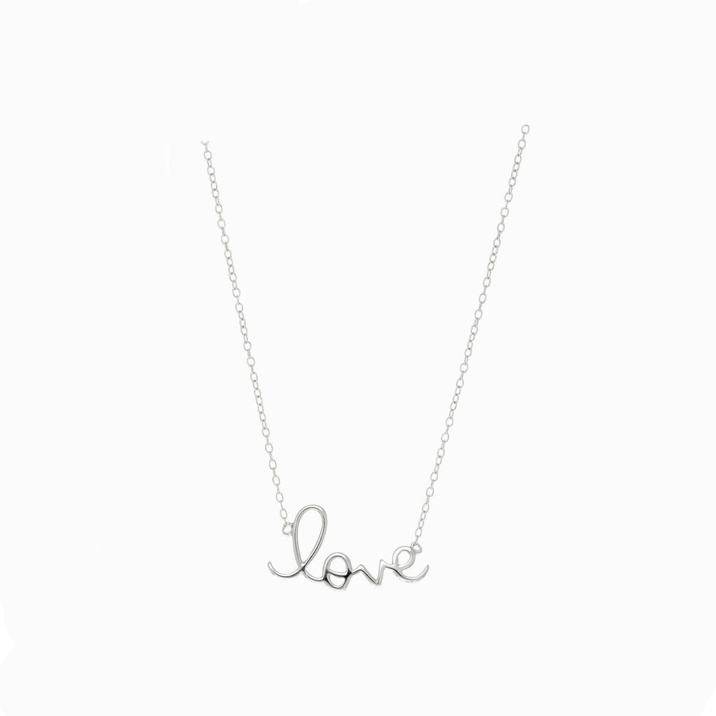 Sterling Silver Love Script Necklace