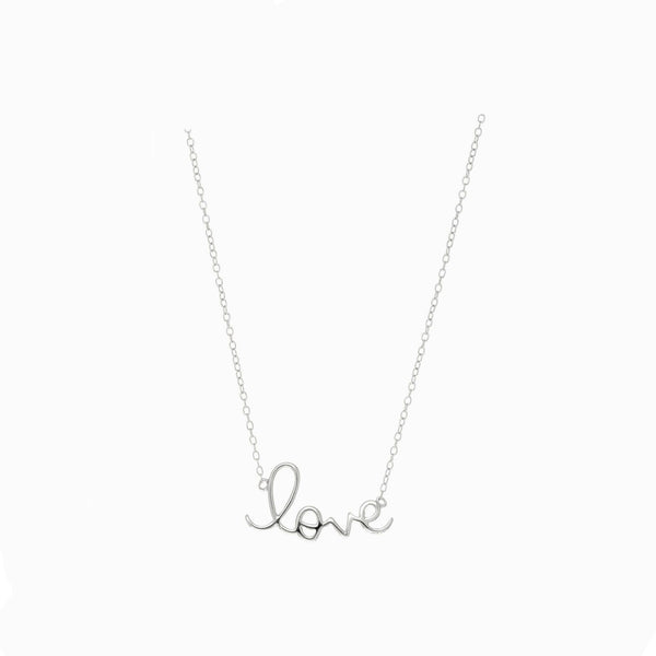 Sterling Silver Love Script Necklace