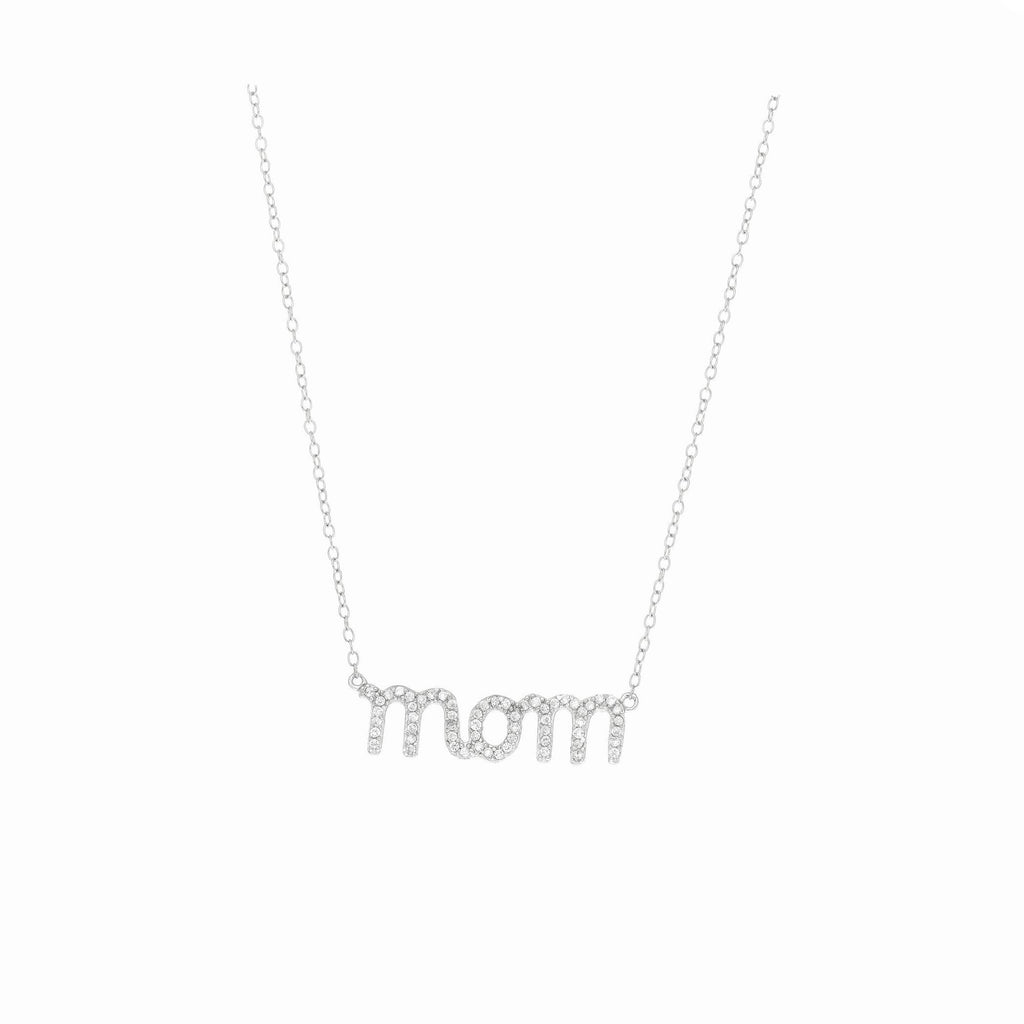 Sterling Silver CZ Mom Necklace