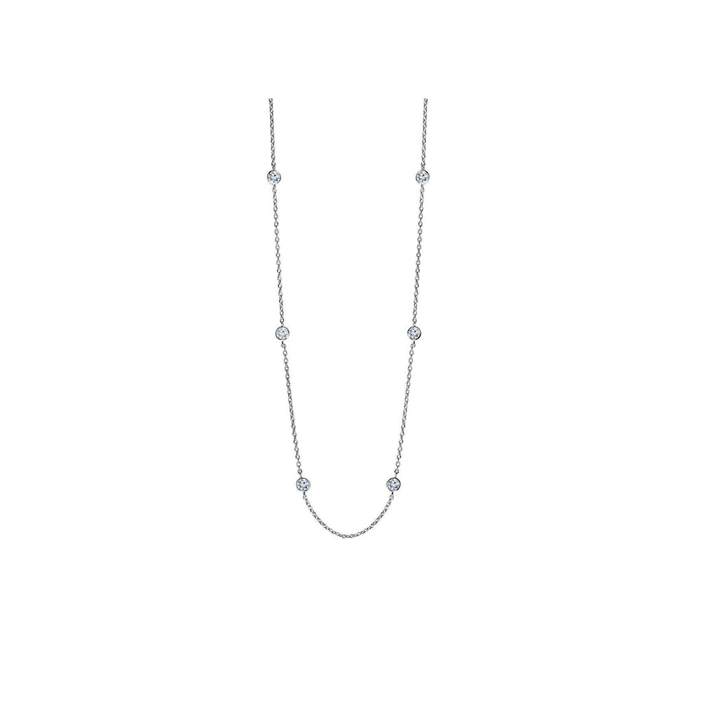 Sterling Silver CZ Station Chain Anklet