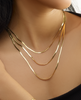 14K Gold Three Strand Layered Herringbone Necklace