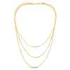 14K Gold Three Strand Layered Herringbone Necklace