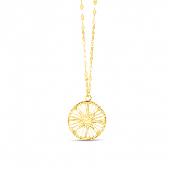 14K Gold Compass Medallion Necklace