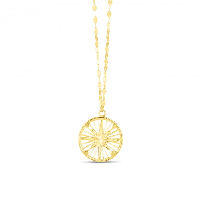 14K Gold Compass Medallion Necklace