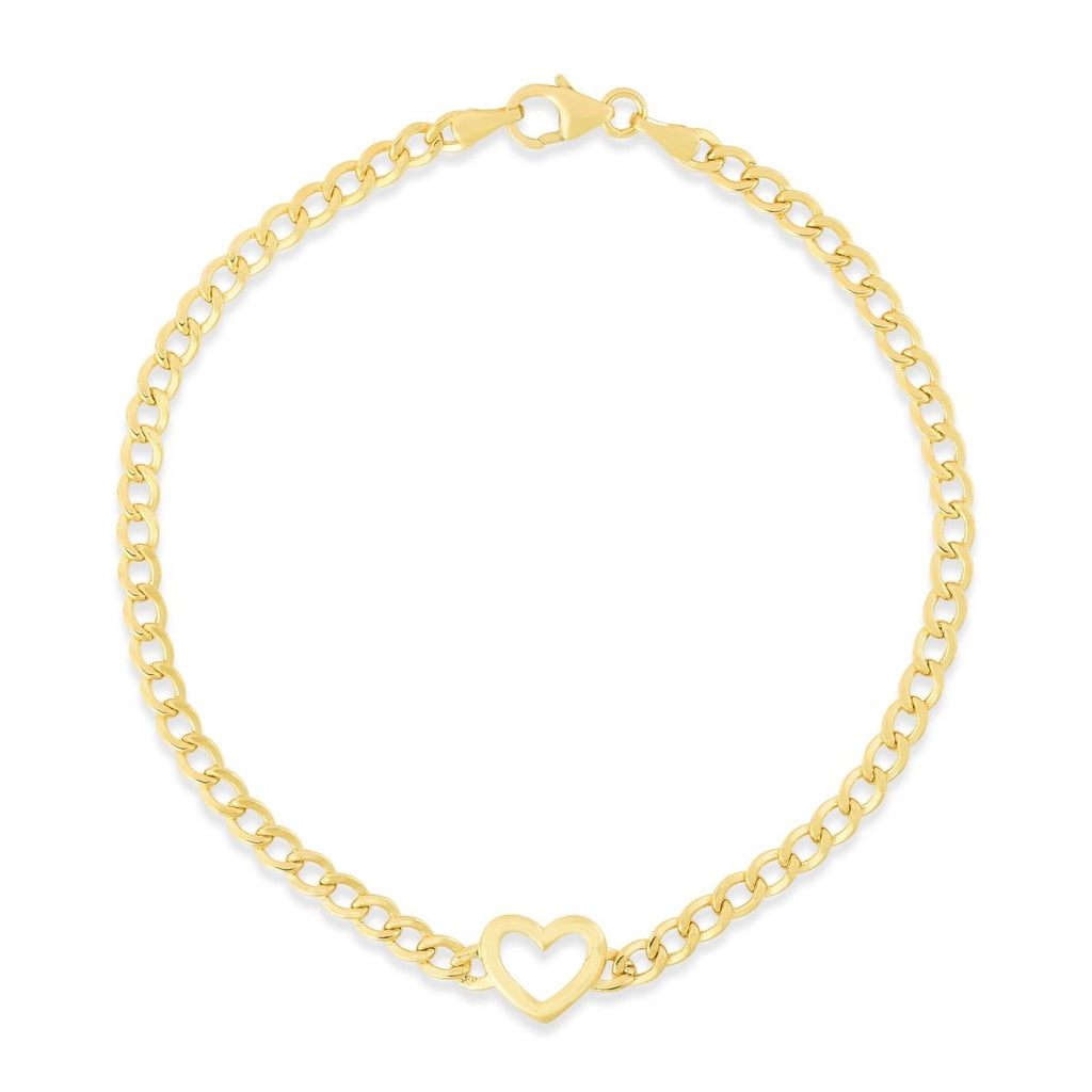 14K Gold Heart Heavy Chain Bracelet