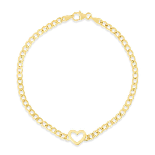 14K Gold Heart Heavy Chain Bracelet