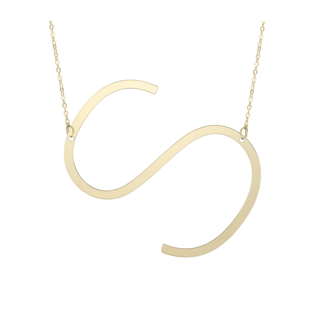 14K Gold Large Diagonal Initial Necklace