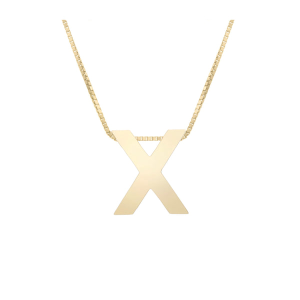 14K Gold Sliding Block Letter Initial Necklace